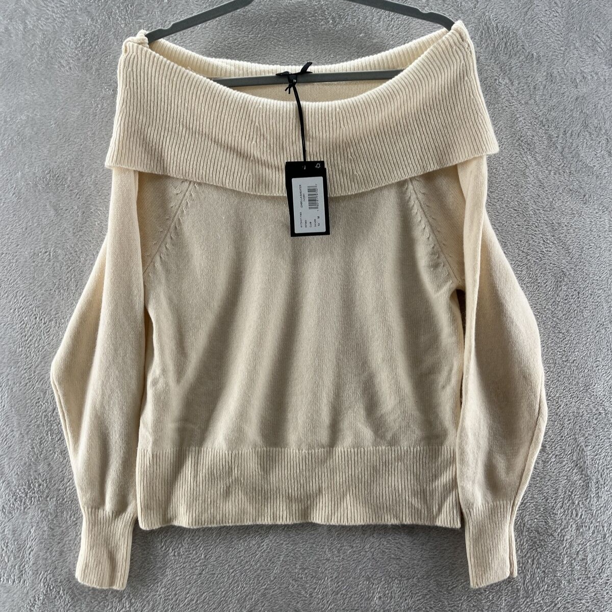 Paige Sweater Womens Sz M Izabella Wool Mix Cream Bardot Style Off Shoulder